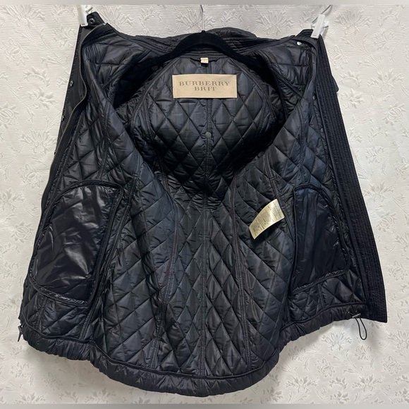 Burberry Brit Black Quilted Coat Small Petite - Picture 8 of 10